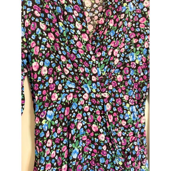 Zara floral print v-neck wrap effect mini dress in blue, pink,purple size S - Picture 5 of 9